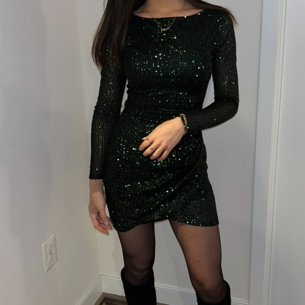 Windsor green and black sequin mini dress